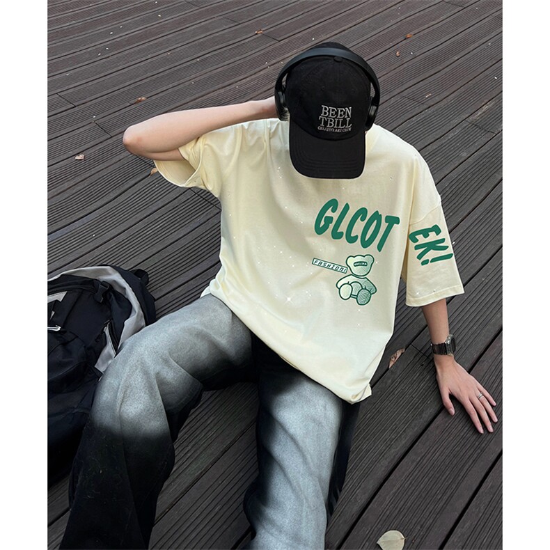 量大优供抖音视频支持得物配合二开美式满天星亮片短袖T恤MTX171,男装T恤,电商A486