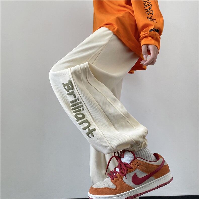 春季新款男生港风新款发泡字母印花宽松卫裤B315-K23464-p50控68,男装休闲裤,电商B315