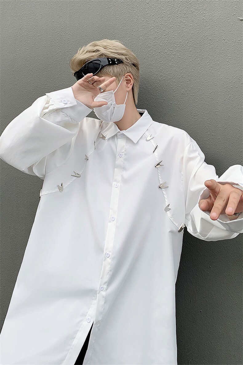 男装衬衫24春季金属设计感男休闲长袖衬衣衫XZ514-2-202416-P78,男装衬衫,星座514-2(原B239)