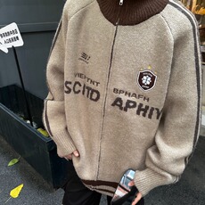 针织开衫男士韩版潮流高街字母提花刺绣2024冬季ins毛衣MZ629-P67，男装针织衫/毛衣，星座412-2