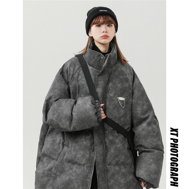 白墙PU皮复古做旧金属设计棉衣男MY77102P130控198抖音控228，男装棉衣，星座227-7