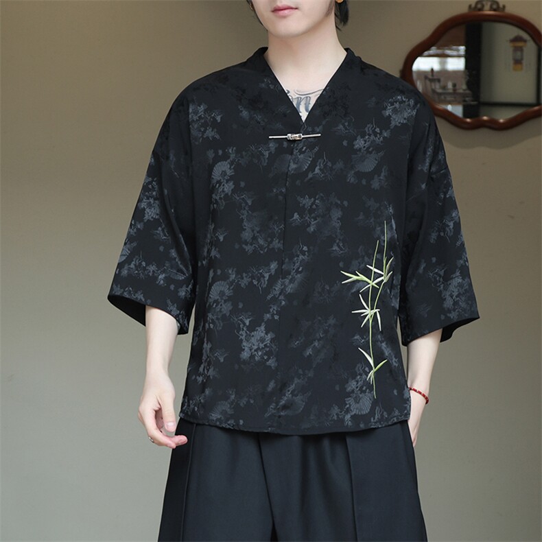 新中式提花风潮T恤短袖上衣刺绣汉服时尚唐装T2403-P55,男装T恤,电商A227