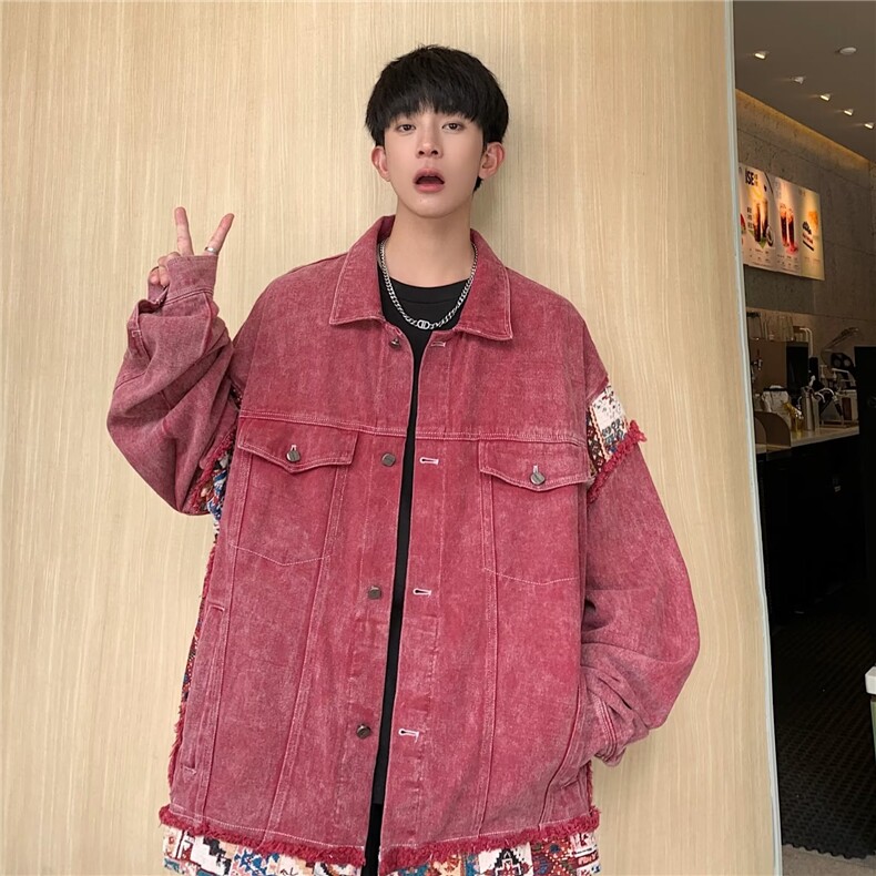 潮复古高街水洗做旧牛仔外套男款春秋hiphop美式夹克宽松情侣装,男装工装外套,星座1210-1
