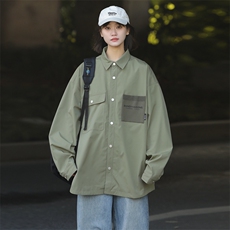 长袖衬衫夹克男2024春秋宽松休闲潮流痞帅高级感炸街个性衬衣外套，男装夹克，电商A409-1