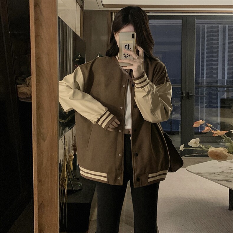 春秋小个子美式复古棒球服外套女秋冬季韩系宽松夹克上衣C672-88,男装夹克,星座911-2(原星座613-2）
