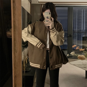 春秋小个子美式复古棒球服外套女秋冬季韩系宽松夹克上衣C672-88图片