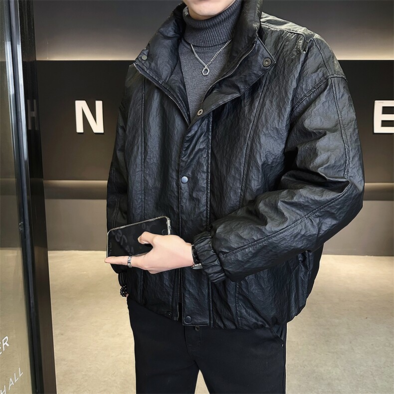 标50绒皮羽绒服高级感男士立领短款外套8087-P235(控券后318)，男装羽绒服，电商B338