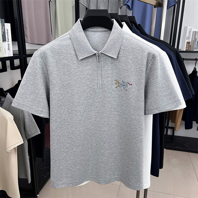 夏季棉短袖半拉链翻领POLO衫男T恤潮流品质上衣体恤男装,男装T恤,钱塘6003（原4033）