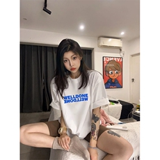 网图有货夏季潮牌爱心满印纯棉宽松短袖t恤男女情侣上衣A514-P25，男装T恤，星座1505