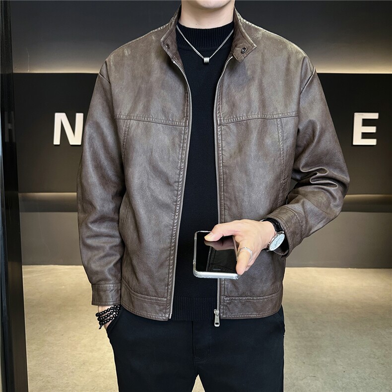 加绒加厚皮衣外套男秋冬季2025新款机车皮夹克A313-25119-P148,男装夹克,电商A313