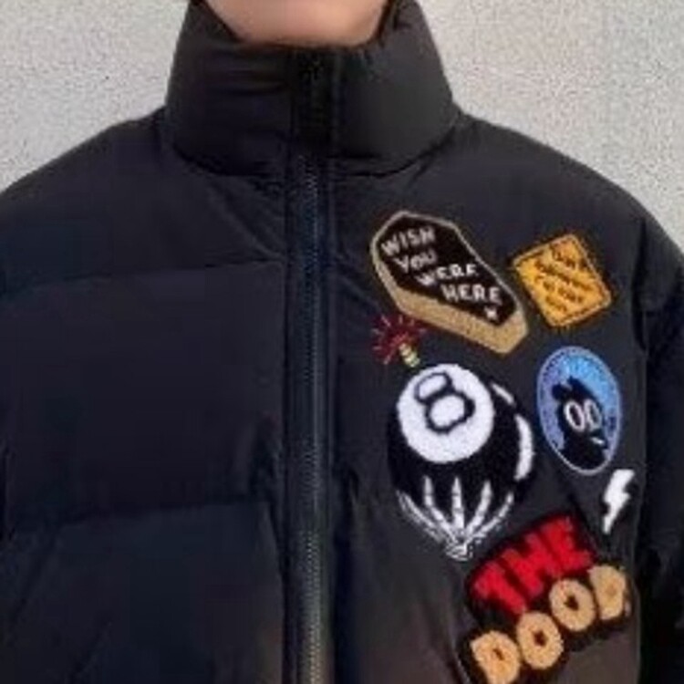 美式高街徽章字母刺绣棒球服冬季夹棉加厚棉衣男女夹克外套,男装夹克,星座218-8