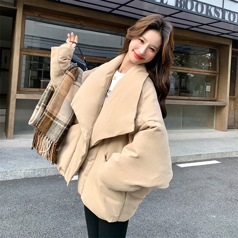 新款设计翻领蝙蝠袖2C123-Z1014-P325-K465中空纱面料90绒,女装羽绒服,2C123