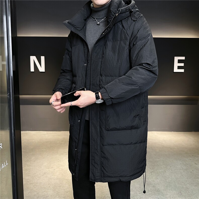 8813-M-3XL-P235标50绒店主风冬男士休闲连帽中长款印花羽绒服,男装羽绒服,电商B255