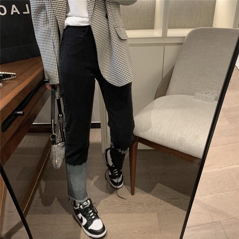 渐变九分牛仔裤，女装牛仔裤，XTZ style