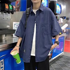 夏季短袖衬衫潮流帅气休闲衬衫条纹衬衫C550P28，男装衬衫，星座1116-2
