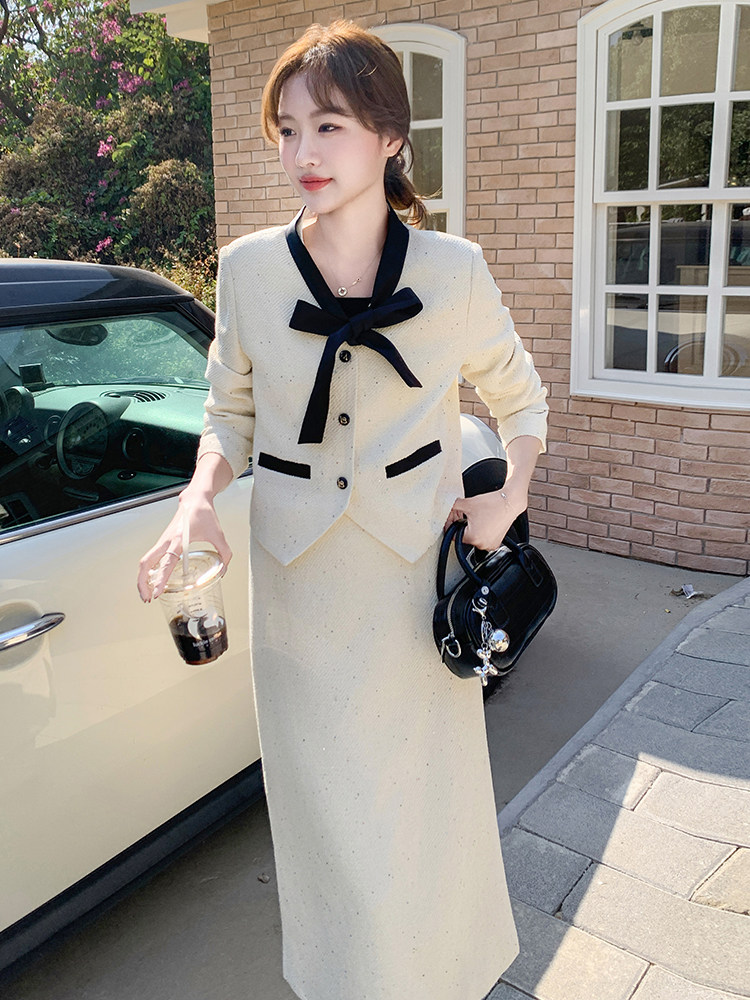 现货-小香风套装女2025秋新款气质高端时尚洋气半身裙两件套,女装套装/套裙,霓裳依族