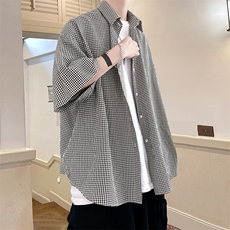 港风经典格子宽松男士衬衫A071-C03-P35，男装衬衫，电商A071