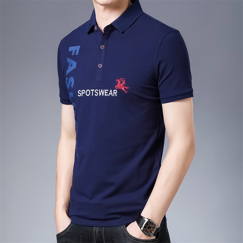 保罗polo衫男2023夏季新款潮流刺绣翻领上衣宽松黑色商务体图片