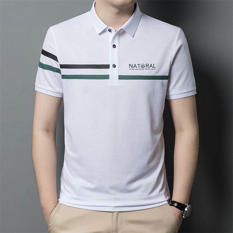 男士polo衫2024夏季棉质休闲短袖t恤男透气条纹T恤BLH823151-P62,男装Polo衫,星座1105-3
