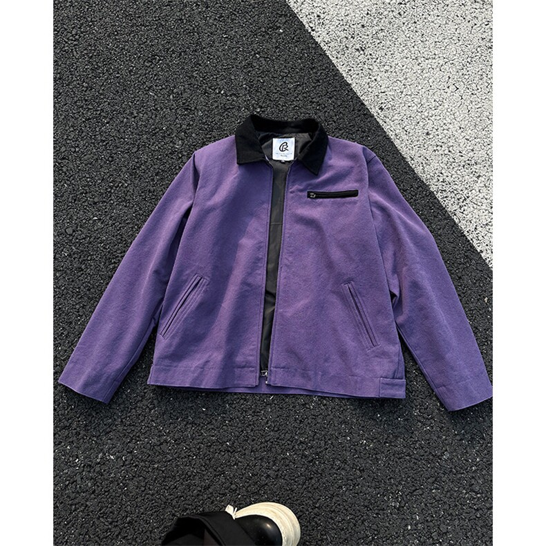 8XL-M春季水洗帆布短款夹克男生vintage美式复古工装外套JK003P98图片