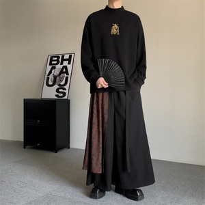 秋冬新款风极简加肥加大码刺绣高领男士打底衫中领卫衣宽松图片