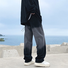 潮流宽松渐变百搭牛仔裤男女美式高街直筒休闲裤NK992/P40，男装牛仔裤，电商D202-1