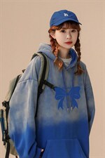 2024秋季新款渐变色卫衣男蝴蝶结印花宽松设计感416B-WY268-P75，男装卫衣，星座416B-1