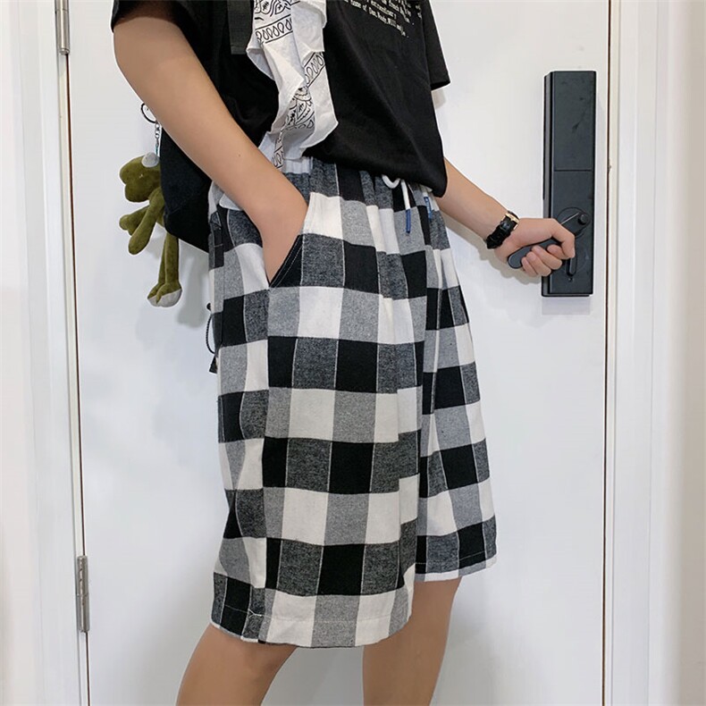 夏装现货宽松直筒原宿韩版ins格子潮bf休闲裤子男女K705-P35,男装休闲裤,电商A059