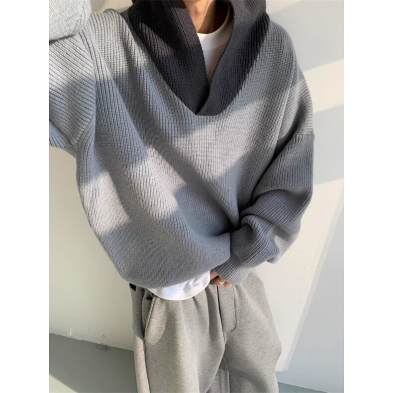 美式复古撞色连帽毛衣男秋冬季高级感针织衫MY045-P56,男装针织衫/毛衣,星座208-5