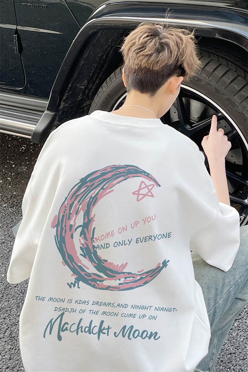 图案已注册夏季重磅情侣宽松短袖T恤男潮休闲半袖体恤衫D087/P25,男装T恤,电商B209