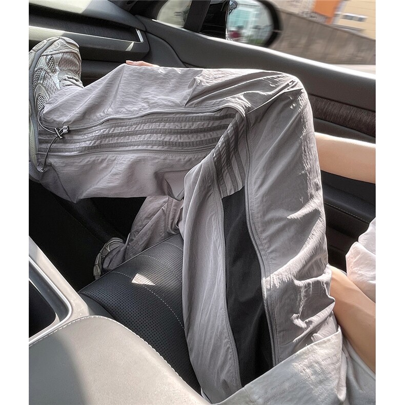 侧拉链撞色伞兵裤 多巴胺休闲裤尼龙速干裤3 XZ502-K754-P65控89图片