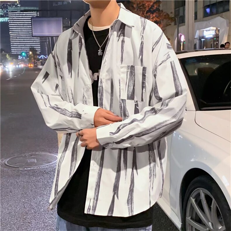 长袖衬衫男港风潮流扎染衬衫CW1356P32,男装衬衫,星座1116-2