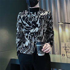 高级感痞帅提花半高领毛衣修身社会小伙店主风301C-M78-P78控108，男装针织衫/毛衣，星座301C（原B323）