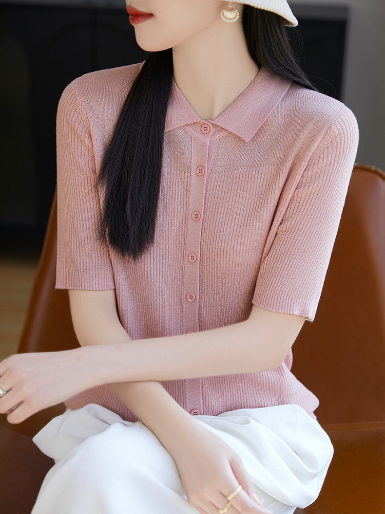 2025年夏季常规夏季羊毛小众高级感女士羊毛针织衫,女装T恤,暖圣羊羊绒