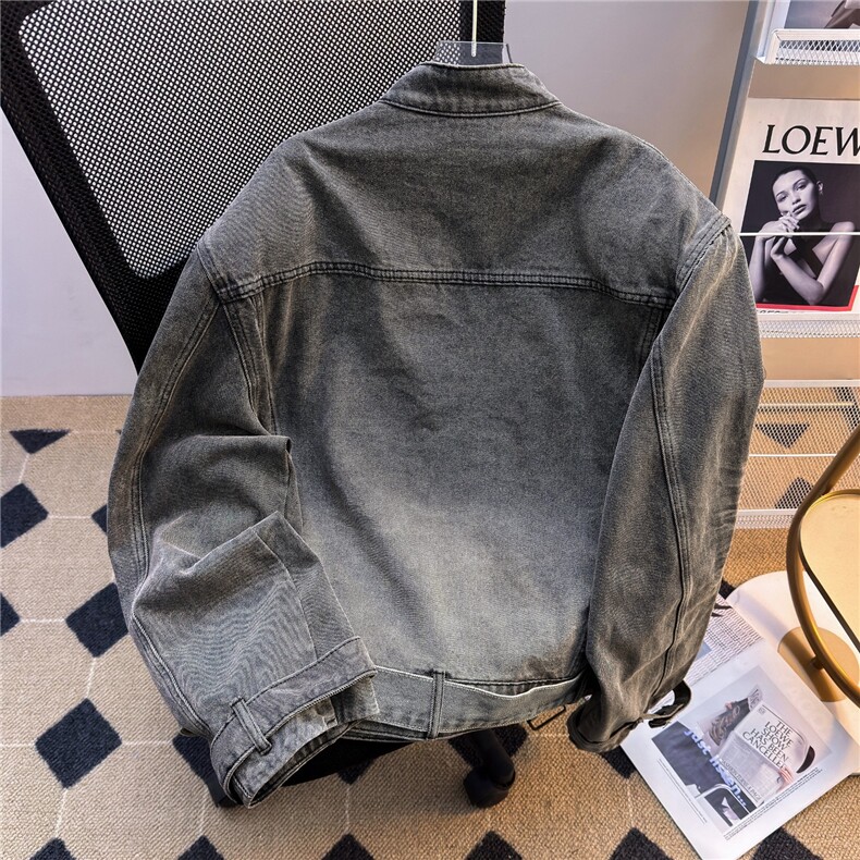 秋冬美式复古牛仔外套男女宽松百搭慵懒休闲夹克潮流W6717-P81,男装工装外套,星座412-3