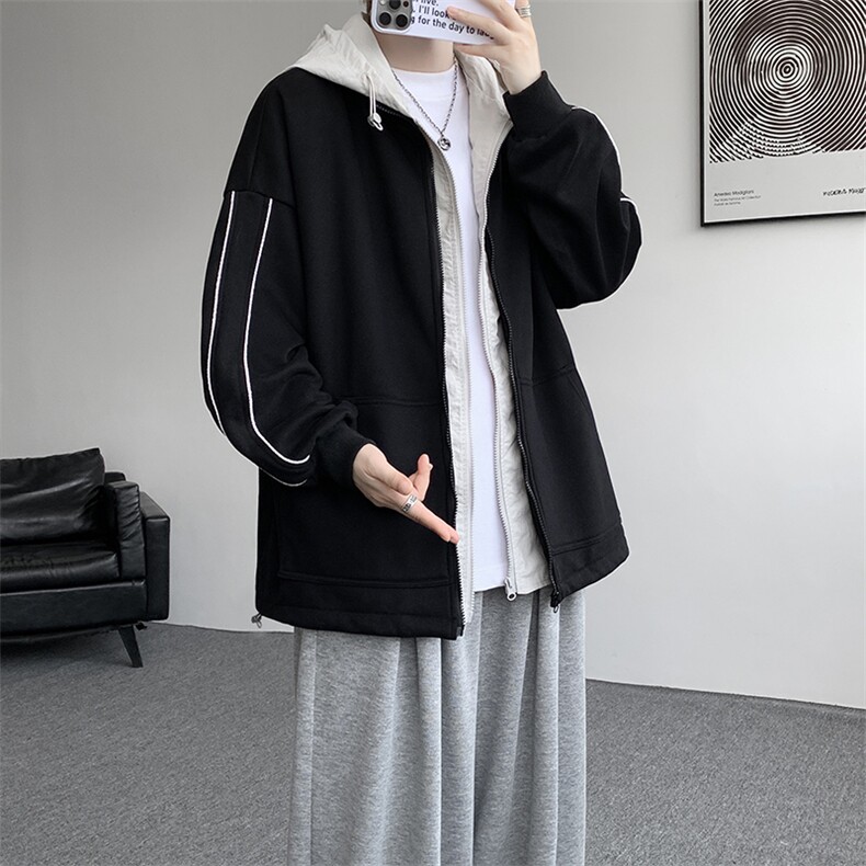 8XL-M秋季假两件加厚卫衣男棒球服夹克风衣外套WY36P78,男装夹克,电商D206-1