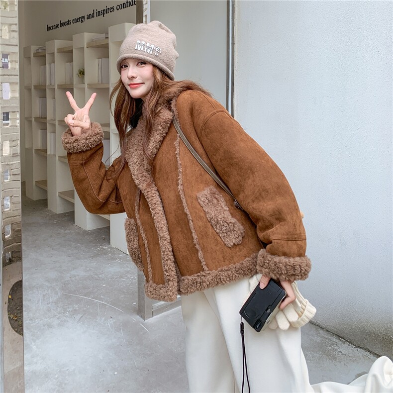 蘑菇扣羊羔毛皮毛一体外套2B1158615P180K268,女装皮草,2B115