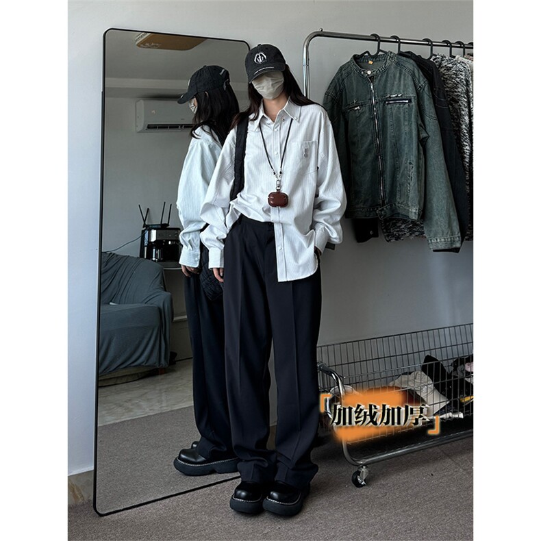 中性直筒垂感西裤加绒加厚休闲裤310A-2BK335P55常规p45控68，男装休闲裤，星座310A-2