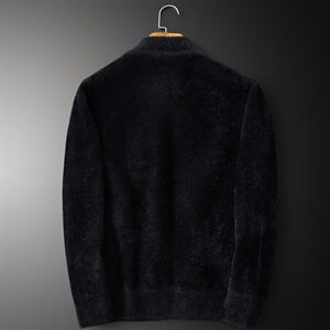 3332 冬季拉链口袋纯色休闲加厚保暖水貂绒开衫外套图片
