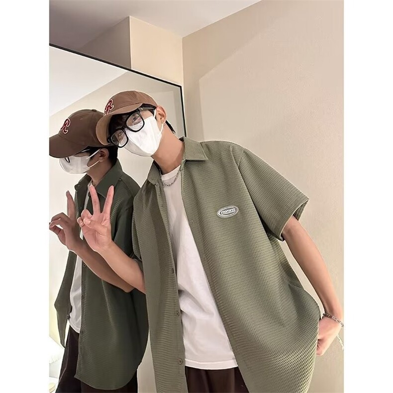 2024衬衫男夏装港风学生宽松小众设计感新款男上衣外穿CY684-P35图片