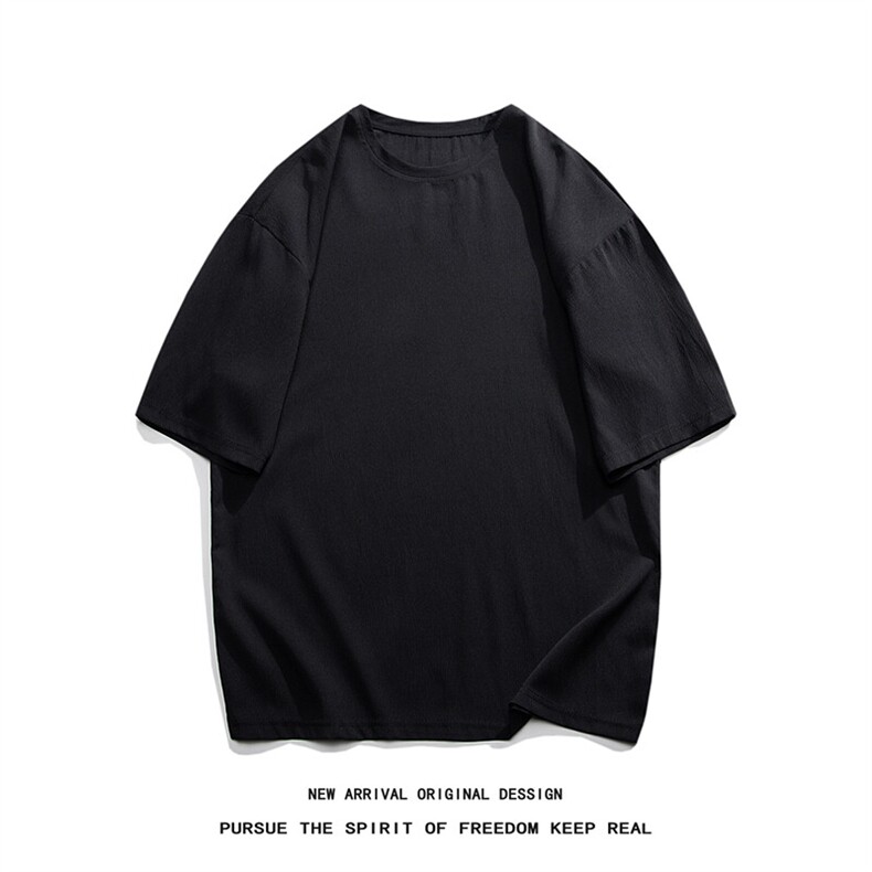 白色高级冰丝t恤男短袖夏季潮牌潮流宽松百搭oversize日系上衣服,男装T恤,电商A141