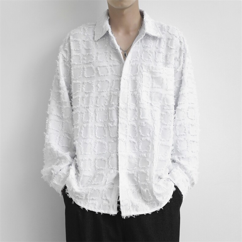 春季衬衫男工艺花纹衬衫男长袖衬衫CS2081-P58,男装衬衫,星座210-1