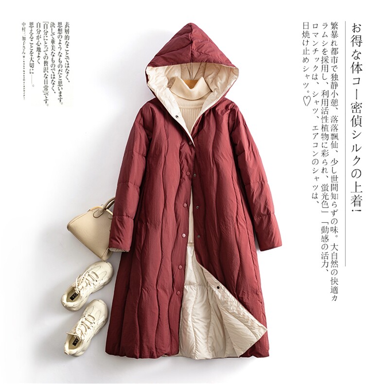 《主打款》90绒中长款羽绒服女修身显瘦白鸭绒韩版连帽外套潮女,女装羽绒服,海爱依仁