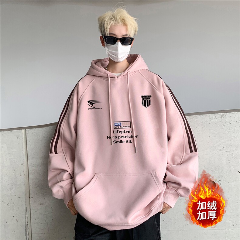 高品质！全棉重磅400克潮牌宽松三条杠连帽卫衣 RH1404JR 特p68图片