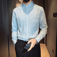 B216CS360P502025秋装新款男士条纹长袖衬衫抖音非网图，男装衬衫，电商B216（原B302）