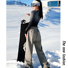 24冬款保暖单板双板男女大码防水防风登山滑雪裤HK1163J加绒-P100，男装休闲裤，电商A001-1