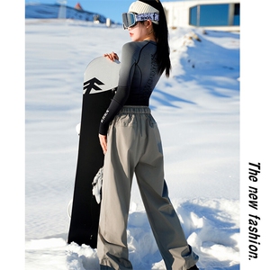 24冬款保暖单板双板男女大码防水防风登山滑雪裤HK1163J加绒-P100图片