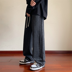 牛仔裤男港风毛边直筒裤宽松美式复古休闲牛仔裤CK2333-P45控78，男装牛仔裤，星座717