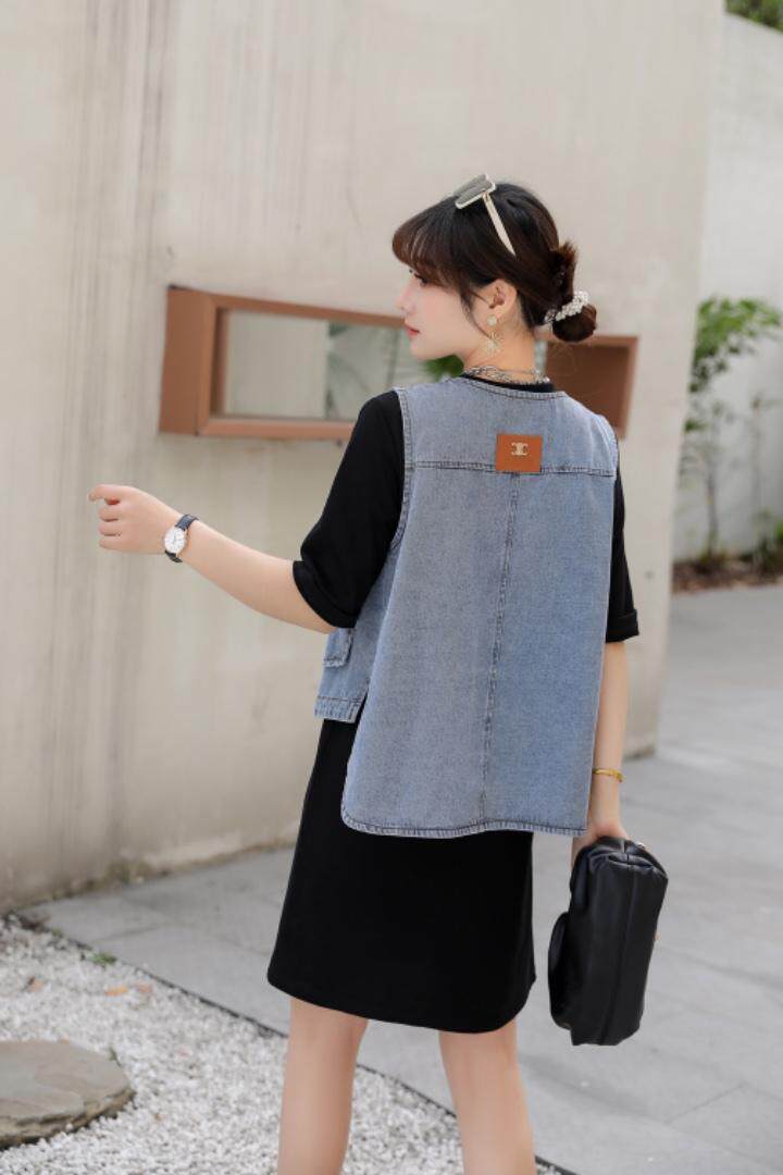 牛仔马甲套装，青春靓丽！，女装马夹，春信拙源