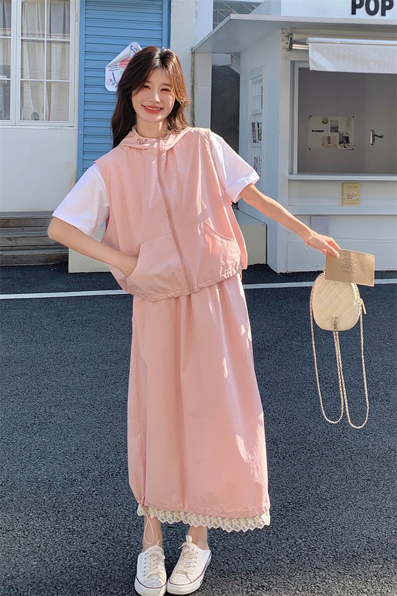 连帽马甲半身裙两件套2C339-6328-P135-K198,女装套装/套裙,2C339